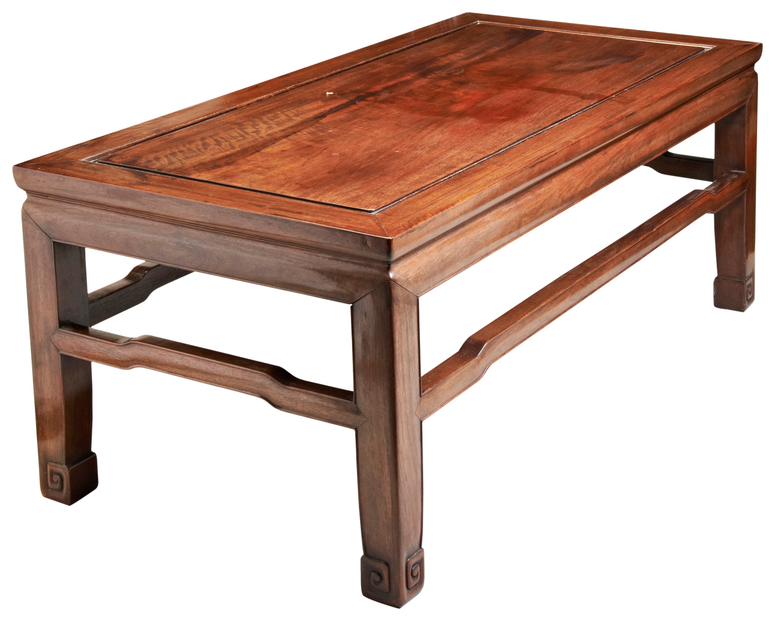 A CHINESE HARDWOOD LOW TABLE, KANG QING DYNASTY, 19TH CENTURY probably made of huali wood. 100 x