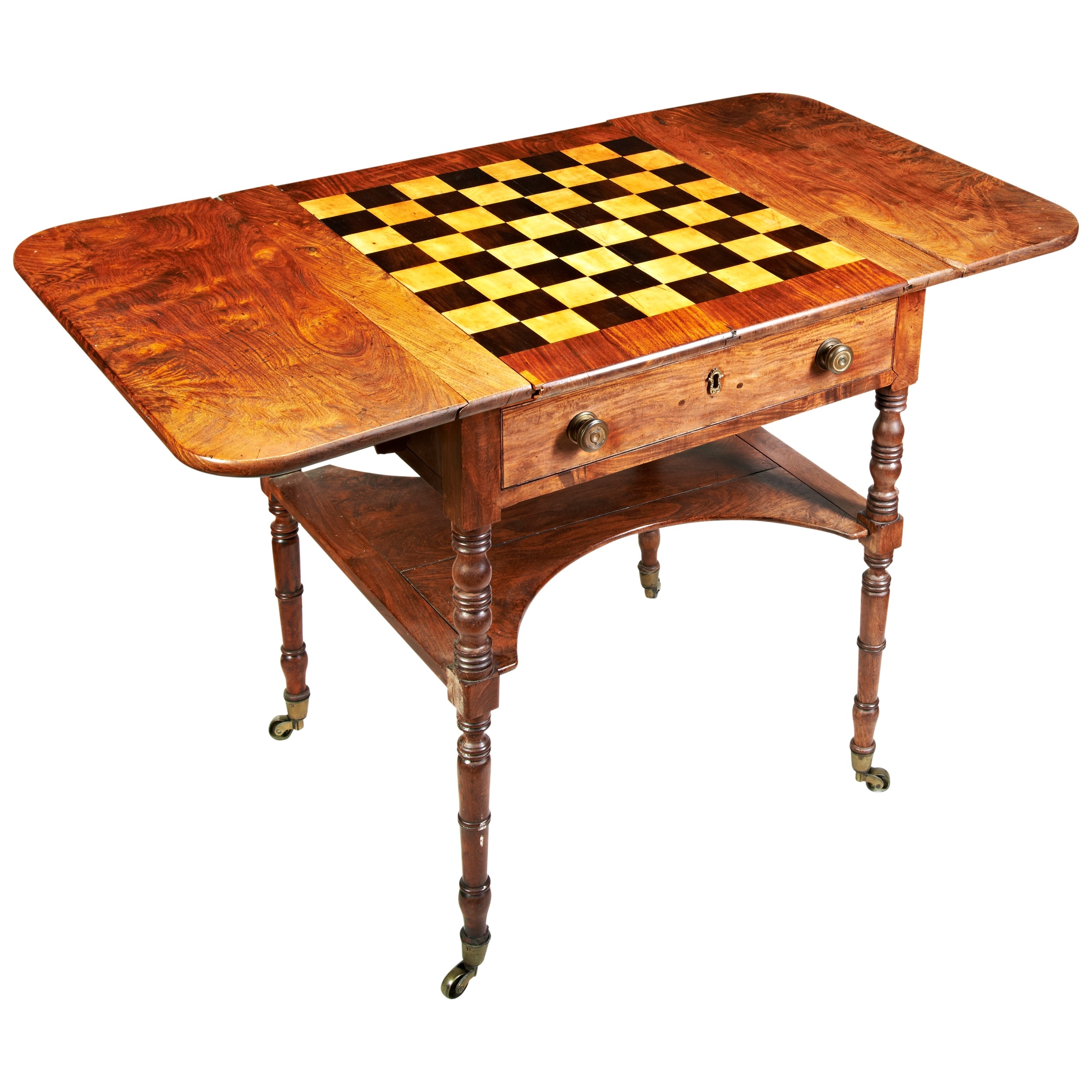 A RARE ANGLO CHINESE HARDWOOD AND PARQUETRY GAMES TABLE CIRCA 1820-1830 raised on slender turned - Bild 6 aus 8