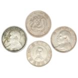 A COLLECTION OF FOUR CHINESE COINS LATE QING TO REPBLIC (1912-1949)  3.8cm diam  a group of four