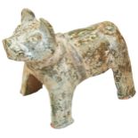 A CHINESE GREEN LEAD GLAZED STANDING FIGURE OF A DOG, HAN DYNASTY, 206BC-220AD the head looking