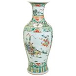 A LARGE FAMILLE VERTE BALUSTER VASE 19TH / 20TH CENTURY in the Kangxi style 59cm high