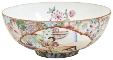 A FAMILLE ROSE EGGSHELL PORCELAIN BOWL REPUBLIC PERIOD (1912-1949) the sides decorated with two