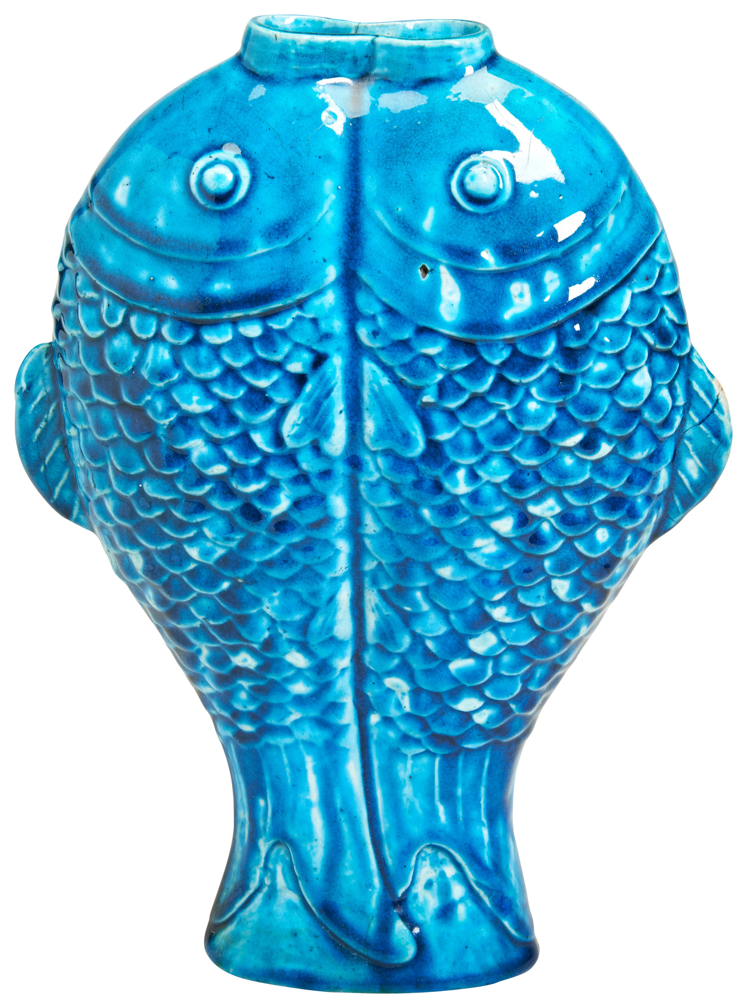 A TURQUOISE-GLAZED 'DOUBLE-FISH' VASE QING DYNASTY, 18TH / 19TH CENTURY 清 十八/十九世纪 松石绿釉双鱼瓶  in a