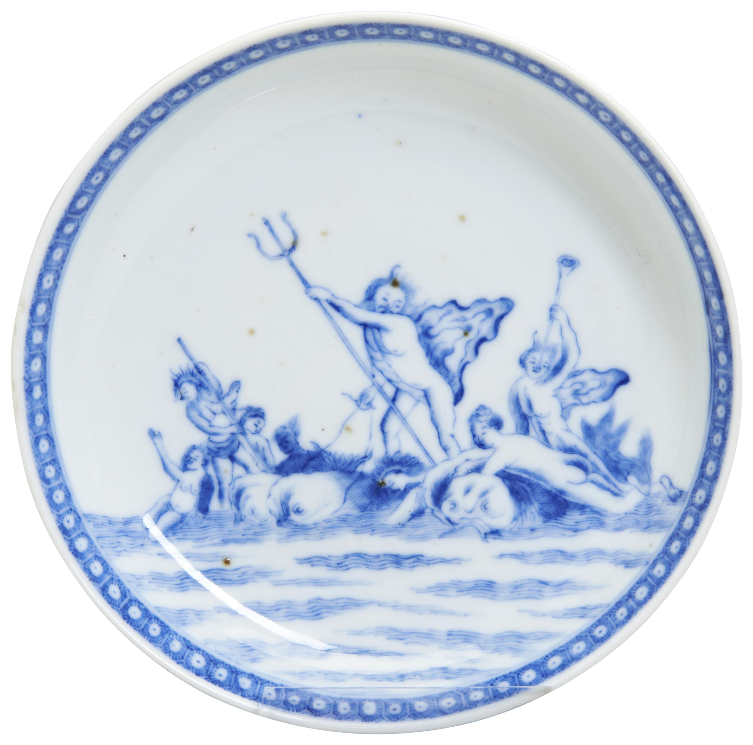 A BLUE AND WHITE 'EUROPEAN-SUBJECT' DISH  QING DYNASTY, 18TH CENTURY probably made for the Dutch