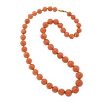 Coral Bead Necklace with Gold Clasp