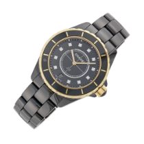 Chanel Black Ceramic, Stainless Steel, Gold and Diamond 'J12' Wristwatch, Ref. 2544