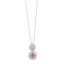 White Gold, Fancy Intense Pink and Fancy Blue Diamond and Diamond Pendant with Chain Necklace