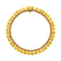 Gold and Cabochon Ruby Fringe Necklace