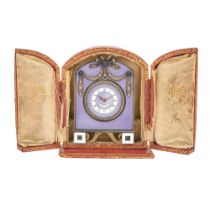 French Louis XVI Style Silver and Guilloche Enamel Desk Clock