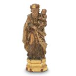 Continental Polychromed and Parcel-Gilt of a Male Saint Holding a Young Girl