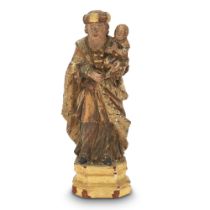 Continental Polychromed and Parcel-Gilt of a Male Saint Holding a Young Girl