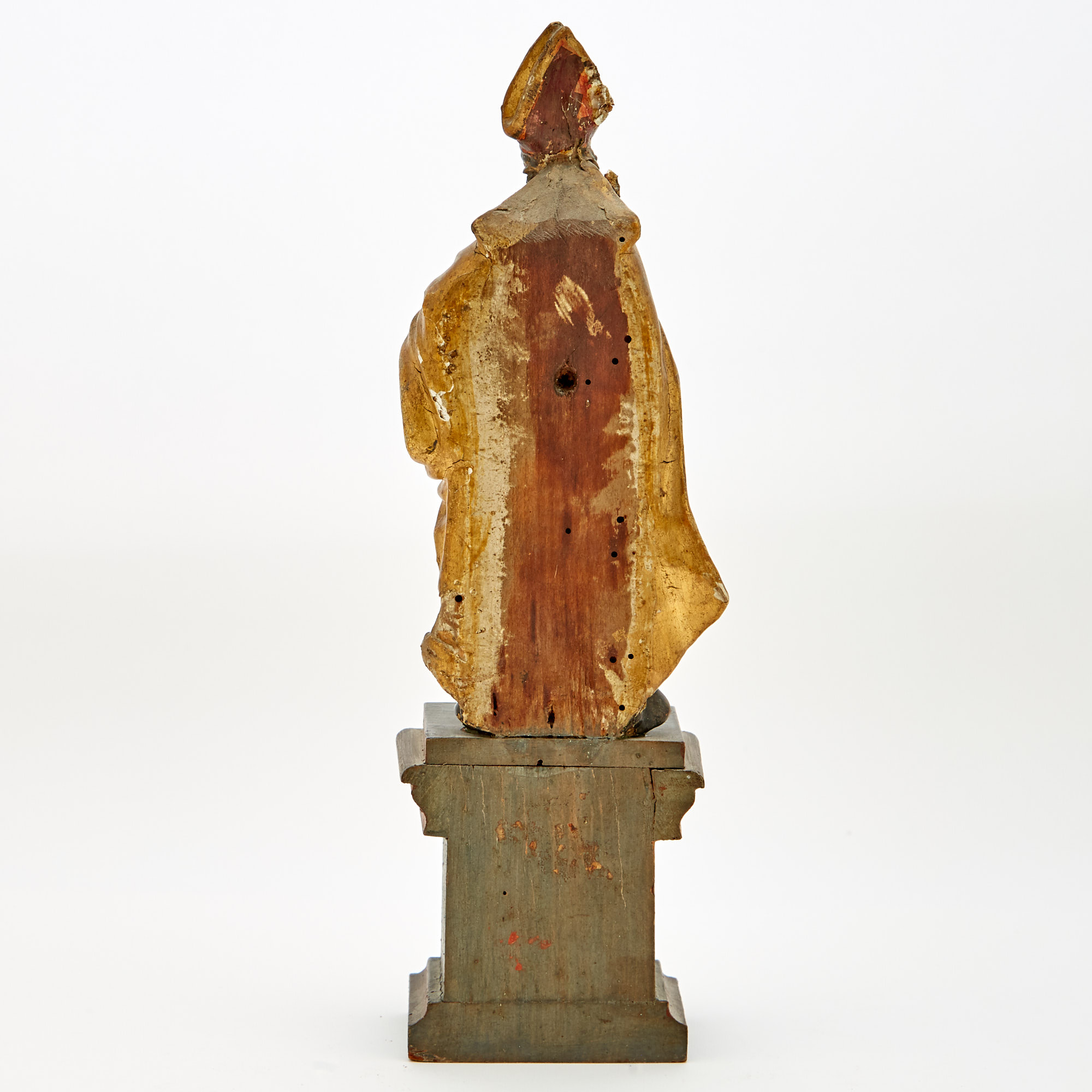 Continental Polychromed and Parcel-Gilt Carved Wood Figure of St. Nicholas - Image 3 of 3