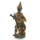 Continental Polychromed and Parcel-Gilt Carved Wood Figure of Balthazar