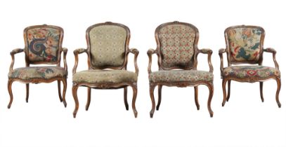 Assembled Group of Louis XV Needlework-Upholstered Beechwood Fauteuils