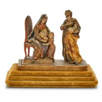 Continental Polychromed and Parcel-Gilt Sculpture of the Education of the Virgin