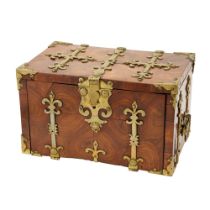 Louis XIV Brass-Bound Oyster-Veneered Kingwood Strong Box