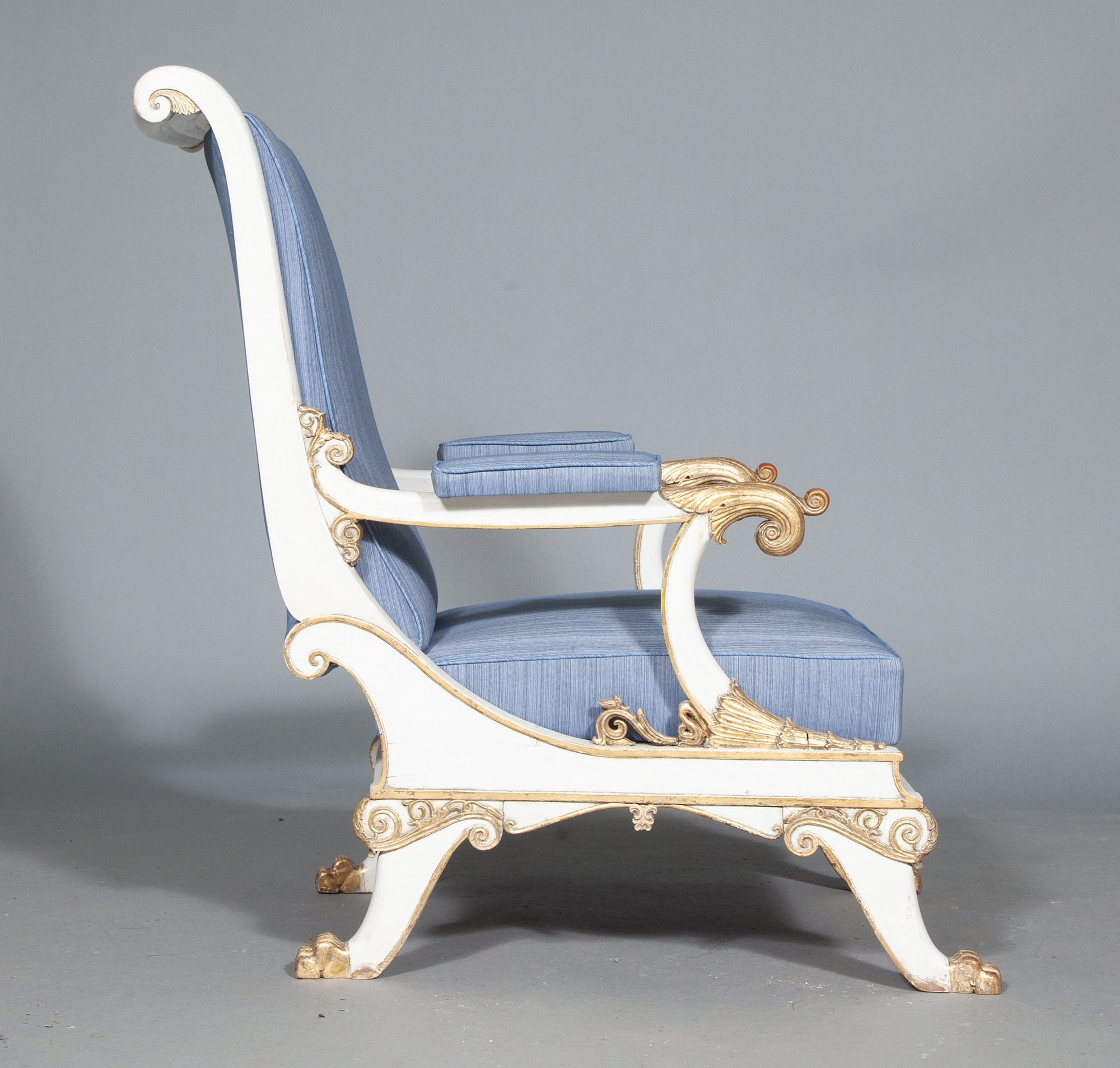 Continental Gray-Painted and Parcel-Gilt Large Armchair - Image 3 of 4