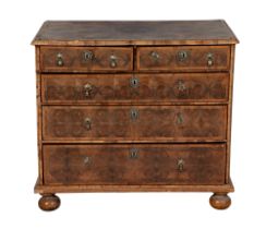 William and Mary Oyster-Veneered Olivewood Chest of Drawers