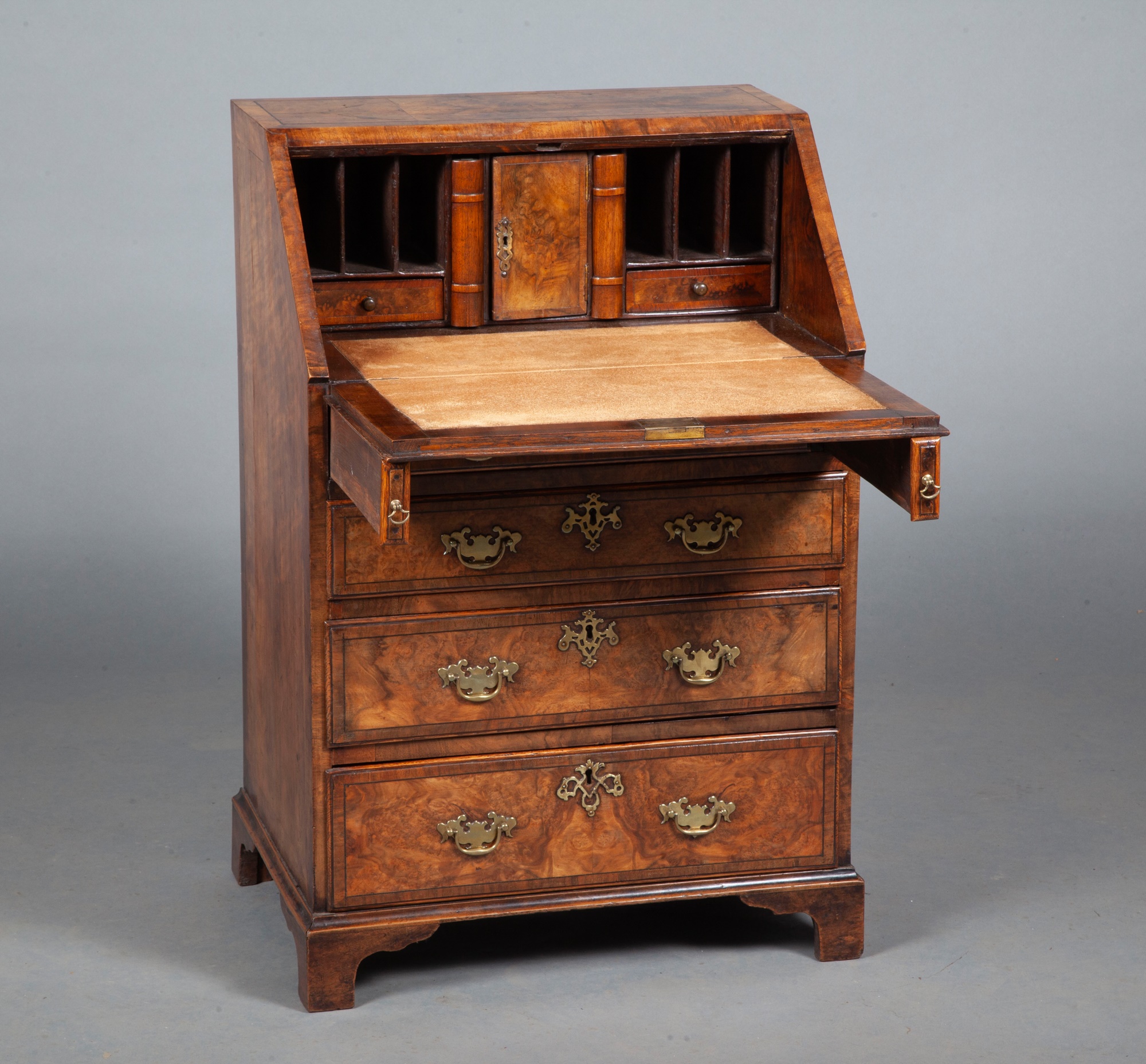 George II Style Walnut Bureau - Image 3 of 11