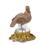 Continental Gilt-Bronze Mounted Porcelain Figure of a Bird