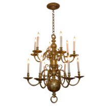 Dutch Brass Twelve-Light Chandelier