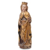 South German Polychrome and Giltwood Figure of St. Catherine