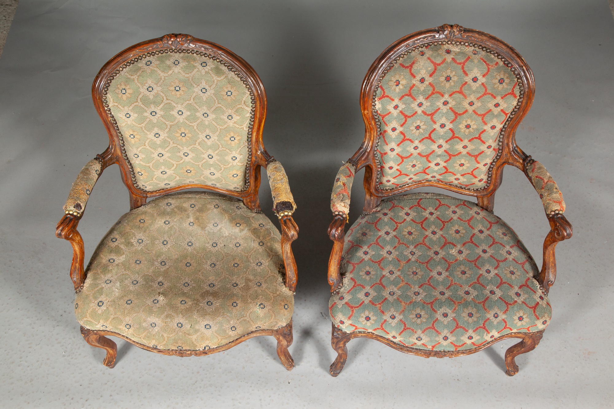Assembled Group of Louis XV Needlework-Upholstered Beechwood Fauteuils - Image 2 of 8