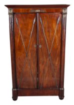 Continental Empire Brass-Mounted Mahogany Armoire