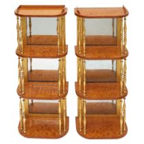 Pair of Late George III Satinwood and Giltwood Hanging Shelves