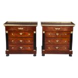 Pair of Charles X Style Gilt-Metal Mounted Mahogany Small Commodes