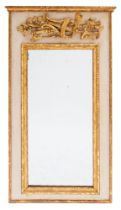 Louis XVI Painted and Parcel-Gilt Trumeau Mirror