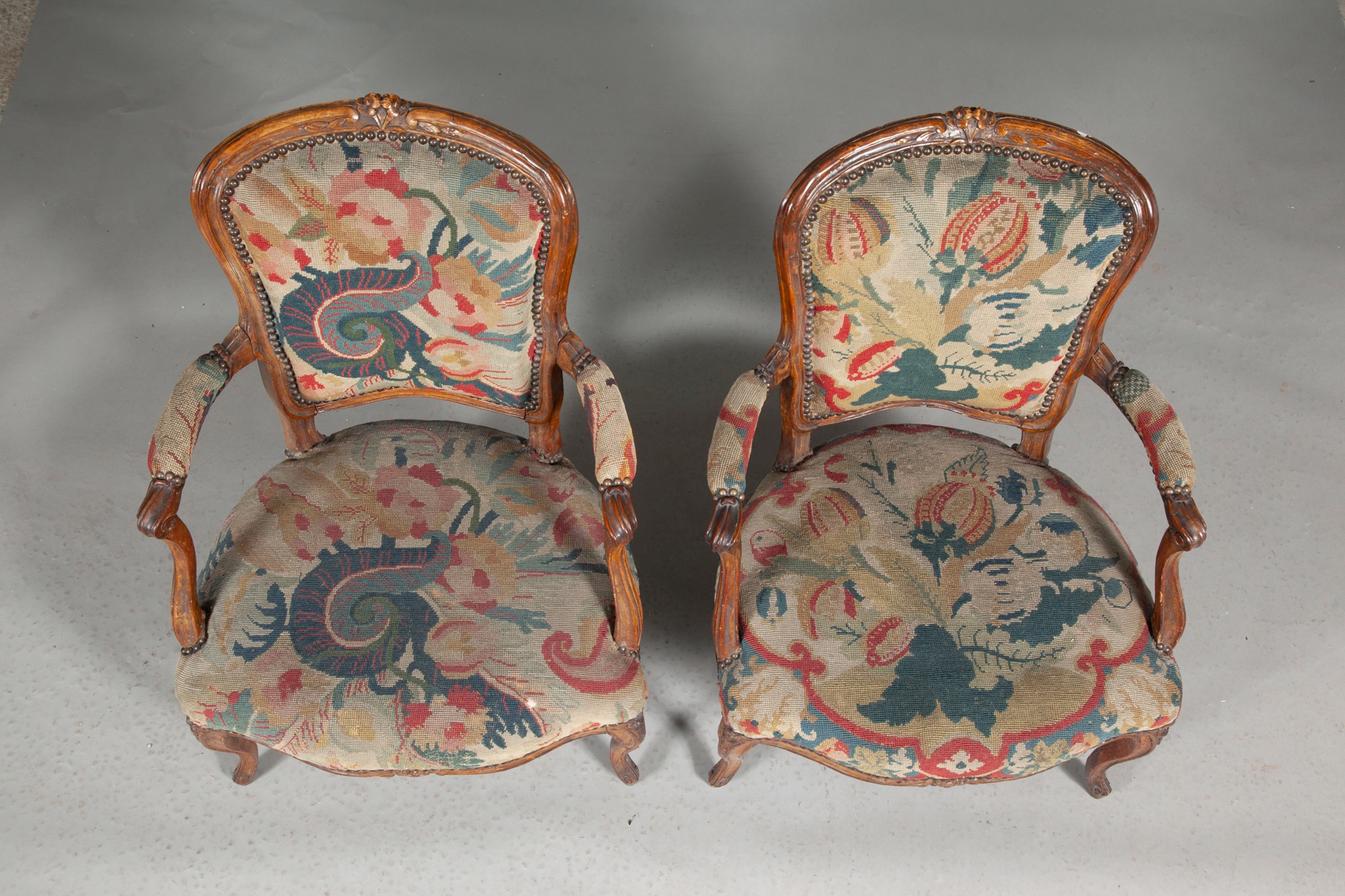 Assembled Group of Louis XV Needlework-Upholstered Beechwood Fauteuils - Image 6 of 8