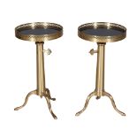Pair of Brass Adjustable Tripod Tables