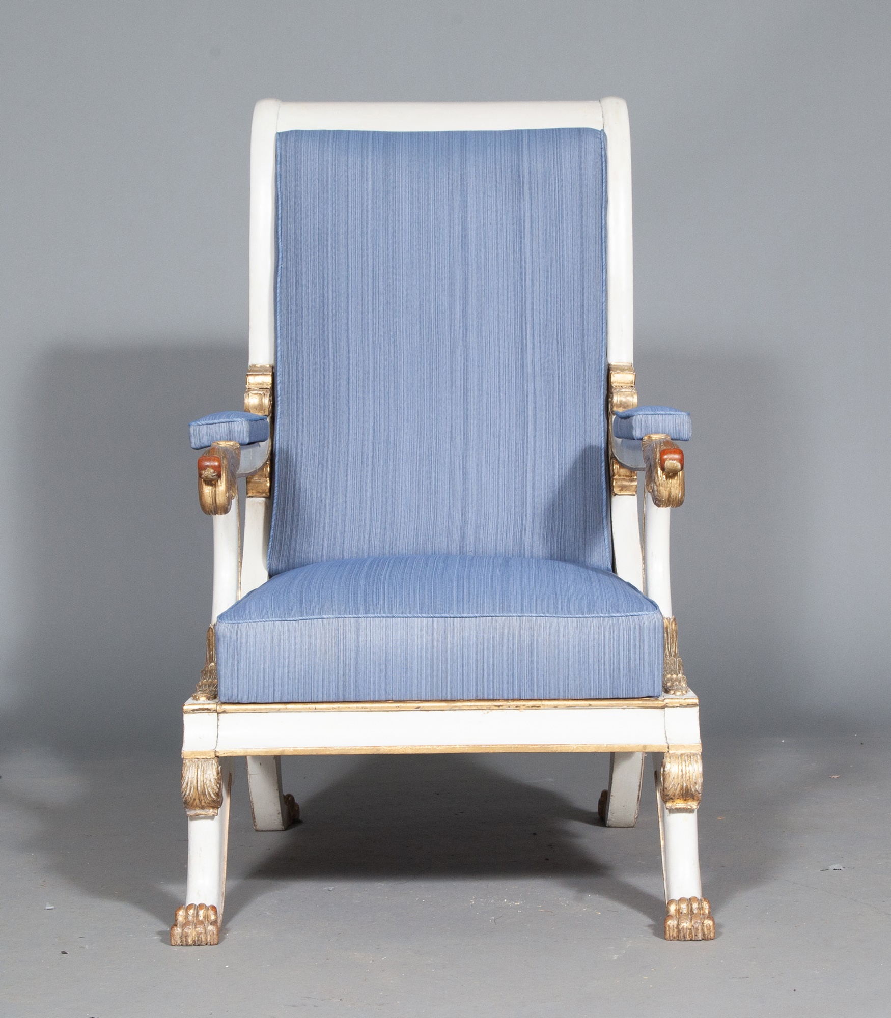 Continental Gray-Painted and Parcel-Gilt Large Armchair - Image 2 of 4