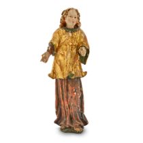 Continental Polychrome and Giltwood Figure of a Male Saint