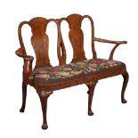 George II Walnut Double-Chairback Settee