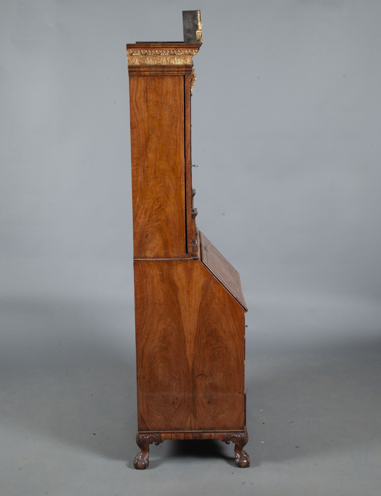 George II Style Walnut and Parcel-Gilt Bureau Cabinet - Image 10 of 16