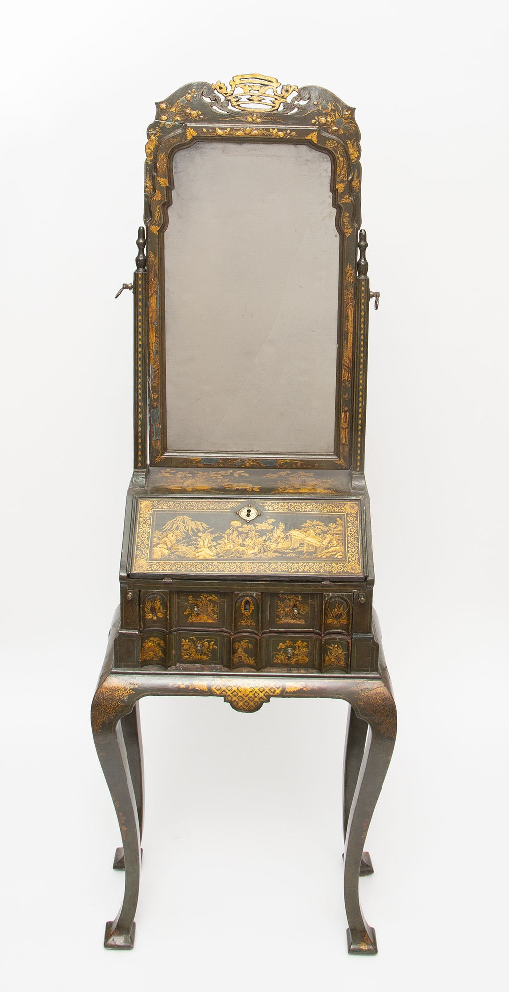 George I Green- and Gilt-Japanned Dressing-Bureau On-Stand, a 'Union Suite' - Image 2 of 12
