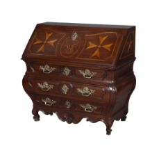 Louis XV Provincial Inlaid Mahogany Bureau