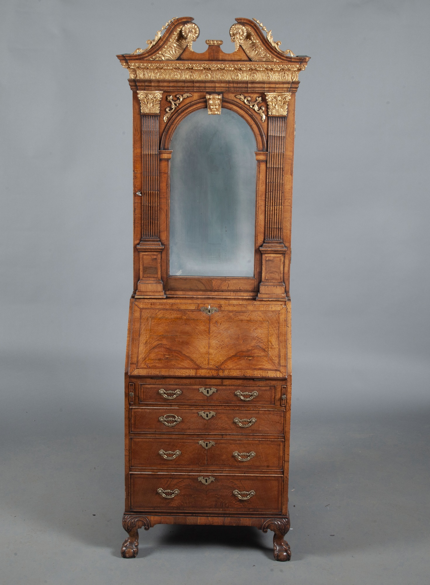 George II Style Walnut and Parcel-Gilt Bureau Cabinet - Image 2 of 16