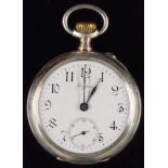 Longines "Grand Prix Paris" Herrentaschenuhr um 1900, 800er Silber, Dm ca. 45mm, mit separater