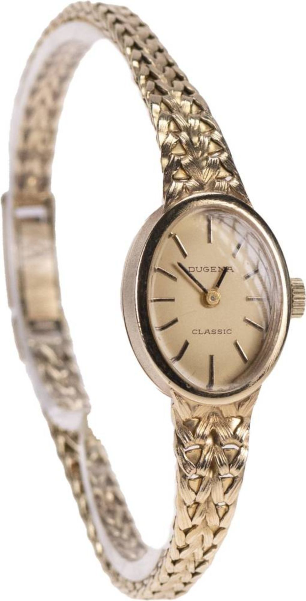 Dugena Classic Damen Armbanduhr. Ca. 16mm, 585er Gold, Handaufzug. Champagnerfarbenes Ziffernblatt - Bild 2 aus 4