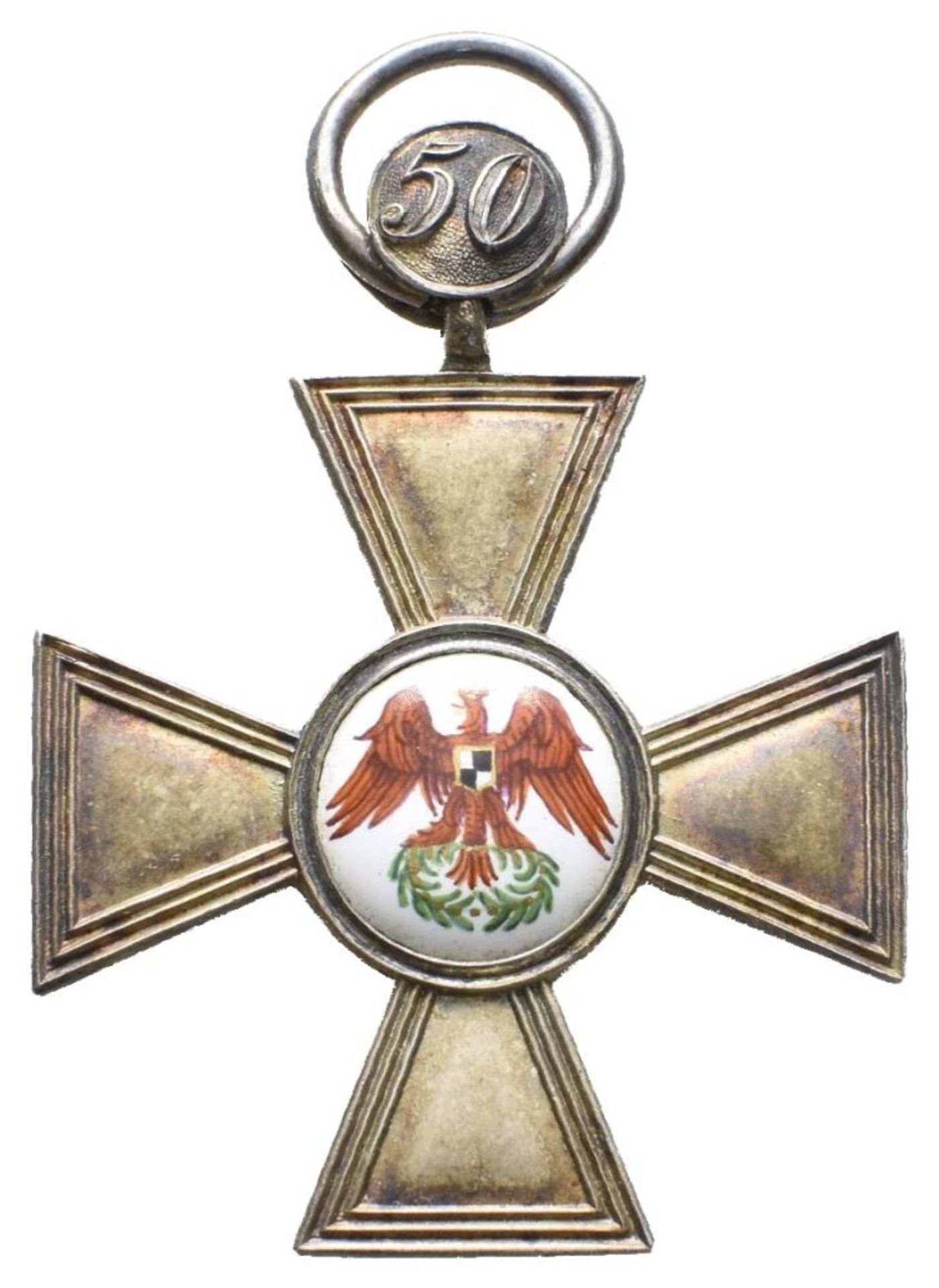 Preußen, Roter Adler Orden, Kreuz 4. Klasse, Silber, glatte Arme, mit Jubiläumszahl 50, OEK 1702,