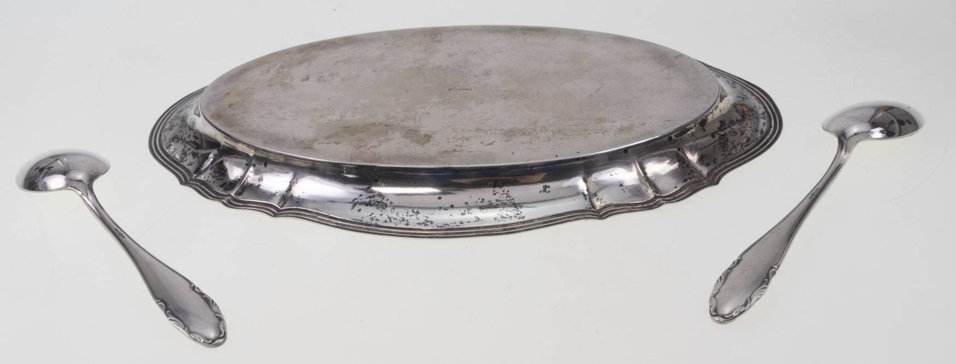 Kleines Tablett 830 Silber ca. 23x 15 cm und 12 Kaffelöffel von WMF in 800 Silber, Gesamtgewicht ca. - Bild 6 aus 6