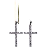 Diamanten Anhänger Kreuz, 585 Weißgold, 12x 8/8 Diamanten ca. 0,14ct tw-Lpr, Goldschmiede