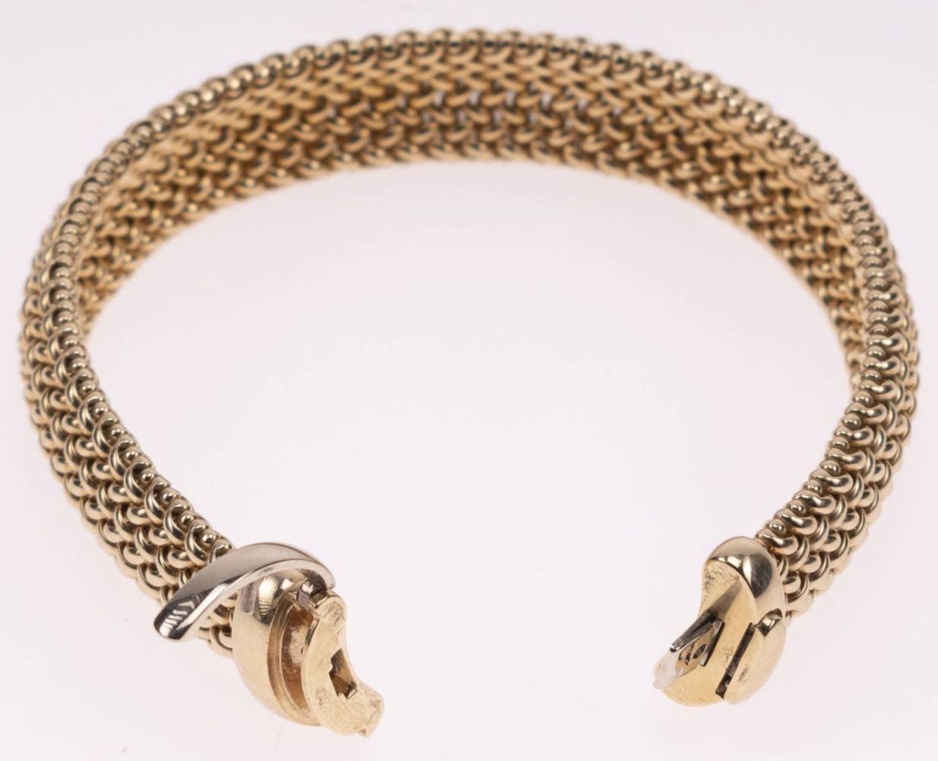 Milanaise Armband, 585 Gelbgold, Länge 19,5cm, Steckschließe mit Clipverschluss, fast ungetragen, - Image 6 of 6