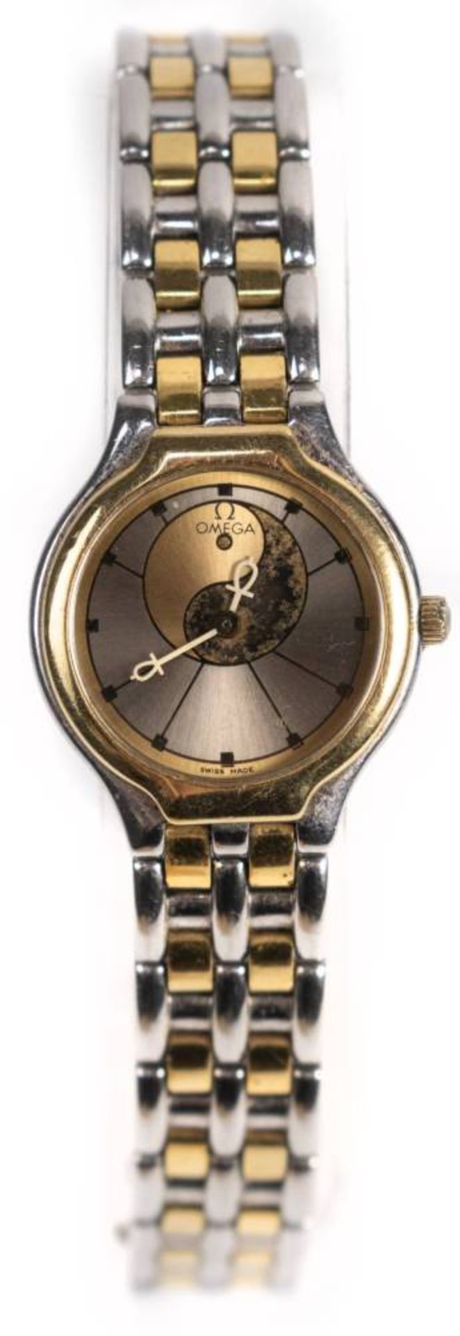 Omega DeVille Yin Yang Damen Armbanduhr. Ca. 23,5mm, Edelstahl, Quarz. Emailliertes Ziffernblatt mit