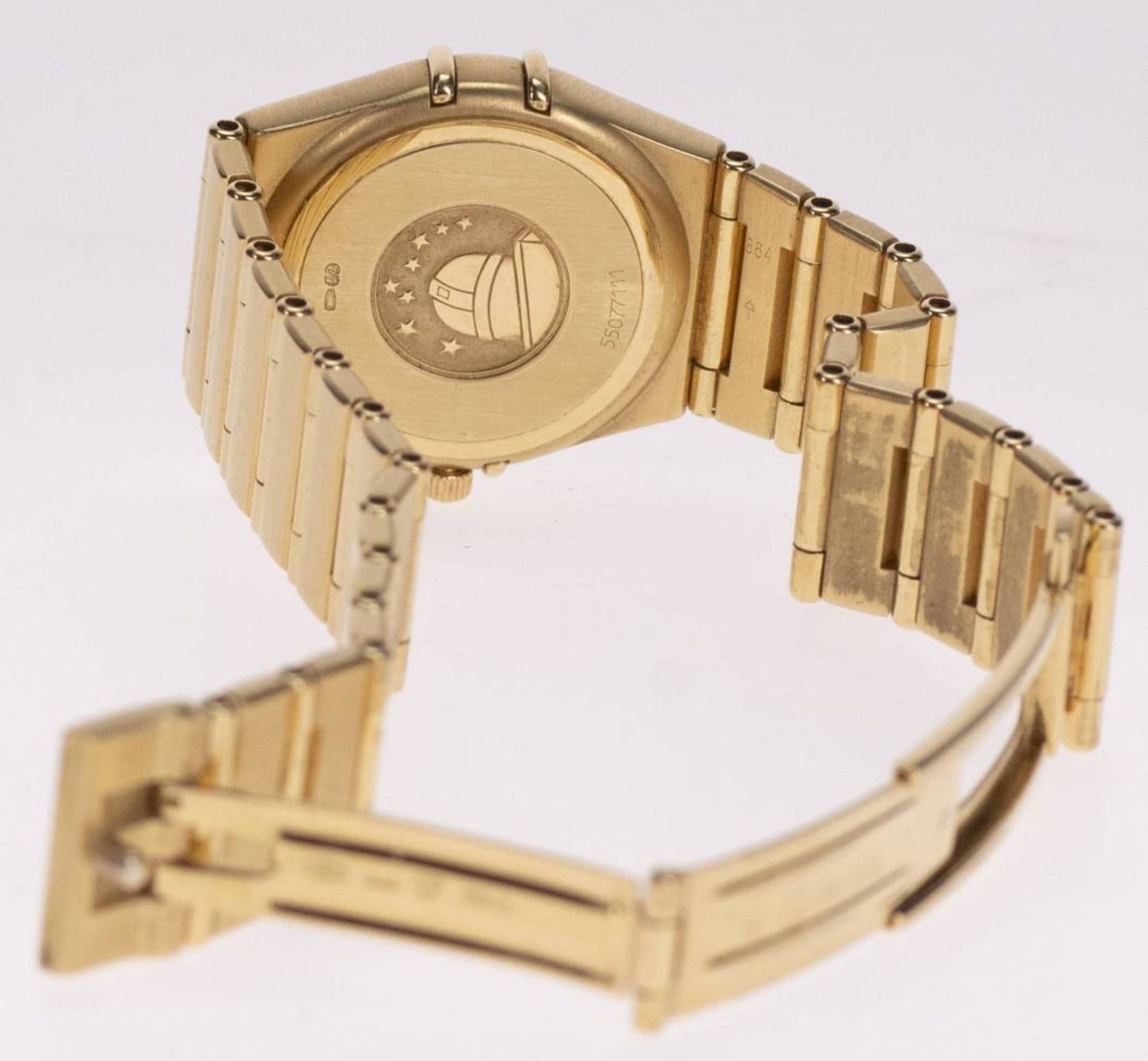 Omega Constellation Damen Armbanduhr. Ca. 26mm, 750er Gelbgold, Quarz. Emailliertes Ziffernblatt mit - Bild 3 aus 4