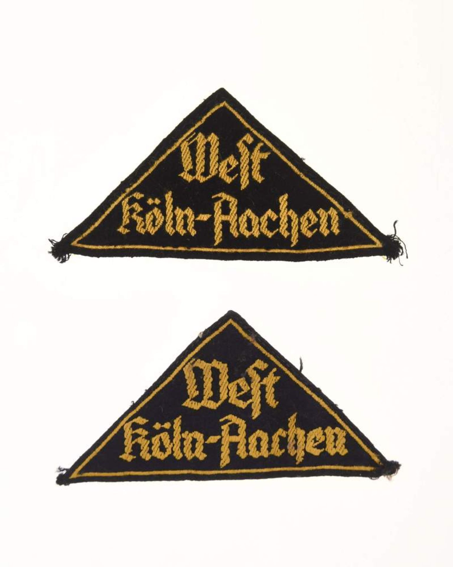 2x HJ-Gebietsdreieck "West Köln-Aachen", gewebte Ausführung, Zustand 2.