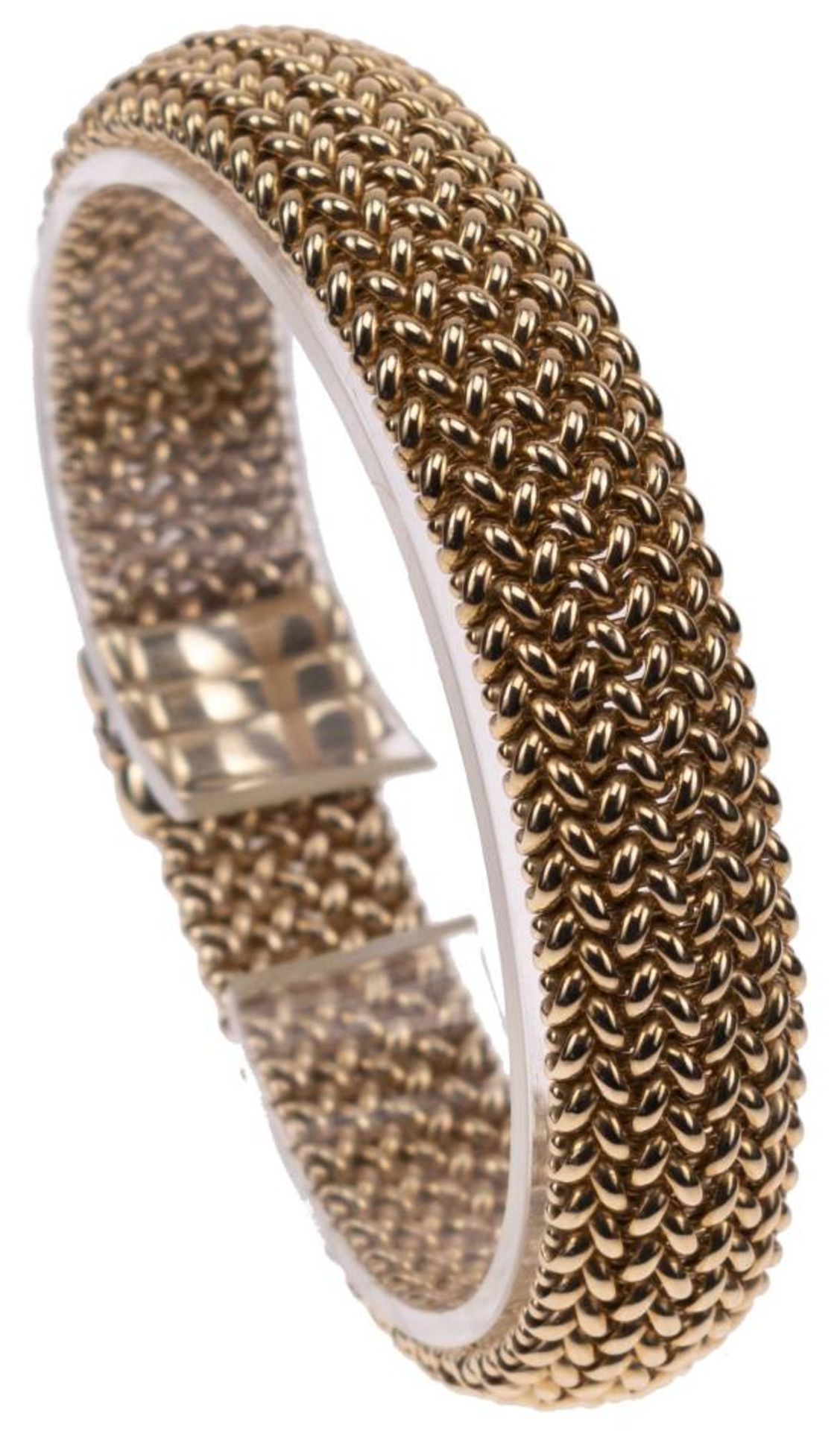 Milanaise Armband, 585 Gelbgold, Länge 19,5cm, Steckschließe mit Clipverschluss, fast ungetragen, - Bild 2 aus 6